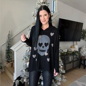 Lauren Moshi Crystal Peace Love Skull Boyfriend Hoodie